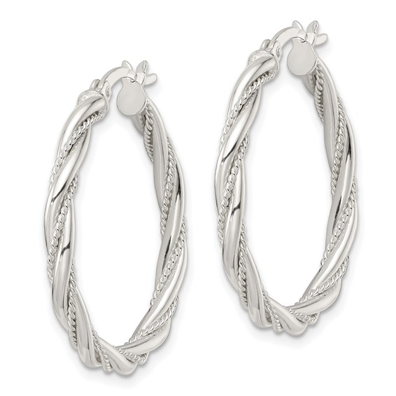 Sterling Silver Twisted Hoop Earrings