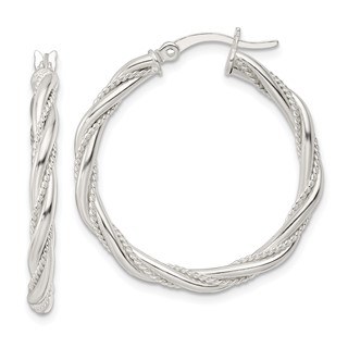 Sterling Silver Twisted Hoop Earrings