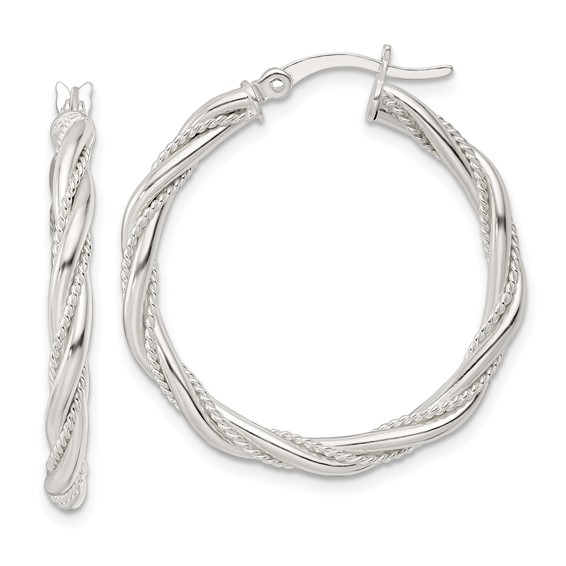 Sterling Silver Twisted Hoop Earrings