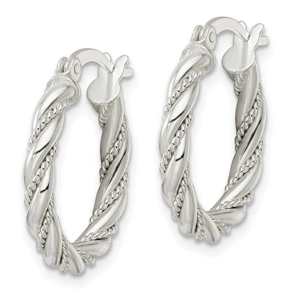 Sterling Silver Polished Twisted Rope Hoop Earrings (QE15843)