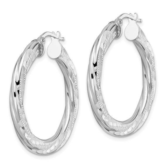 Sterling Silver Diamond-cut Twisted Hoop Earrings