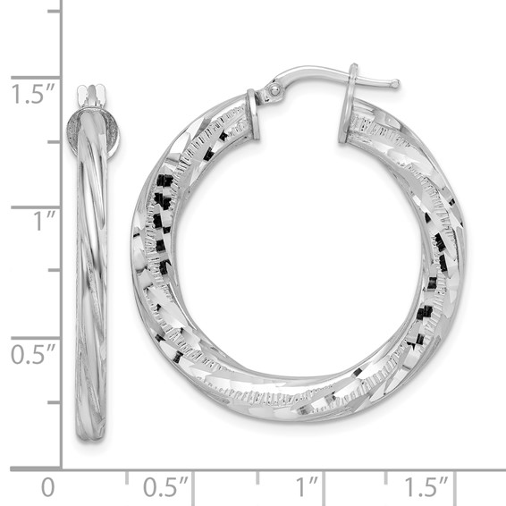 Sterling Silver Diamond-cut Twisted Hoop Earrings