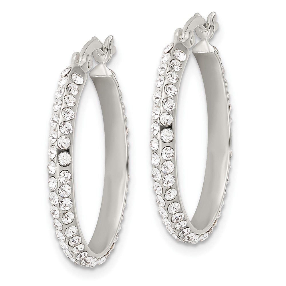 Sterling Silver CZ Round Hoop Earrings (QE15859)