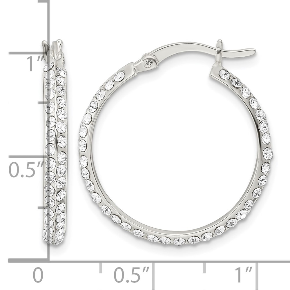 Sterling Silver CZ Round Hoop Earrings (QE15859)