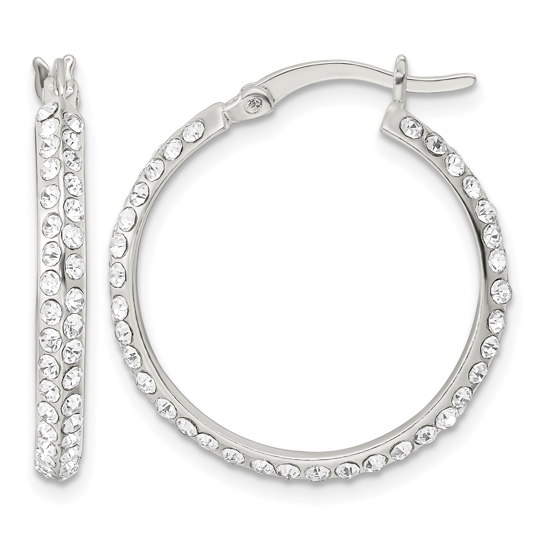 Sterling Silver CZ Round Hoop Earrings (QE15859)