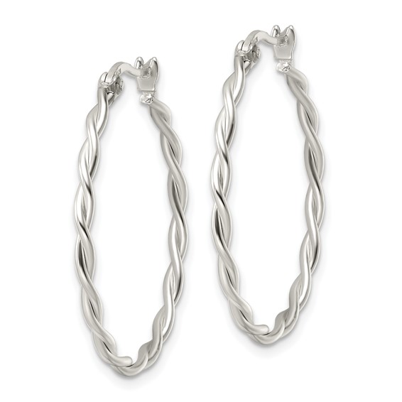 Sterling Silver 2mm Twisted Hoop Earrings