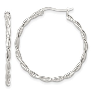 Sterling Silver 2mm Twisted Hoop Earrings