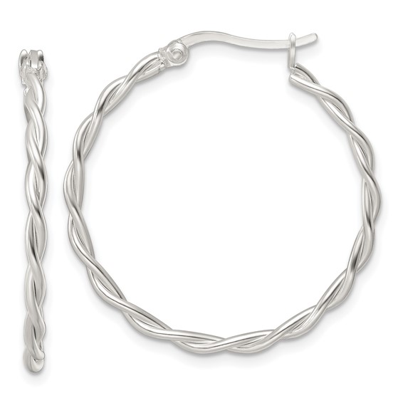 Sterling Silver 2mm Twisted Hoop Earrings