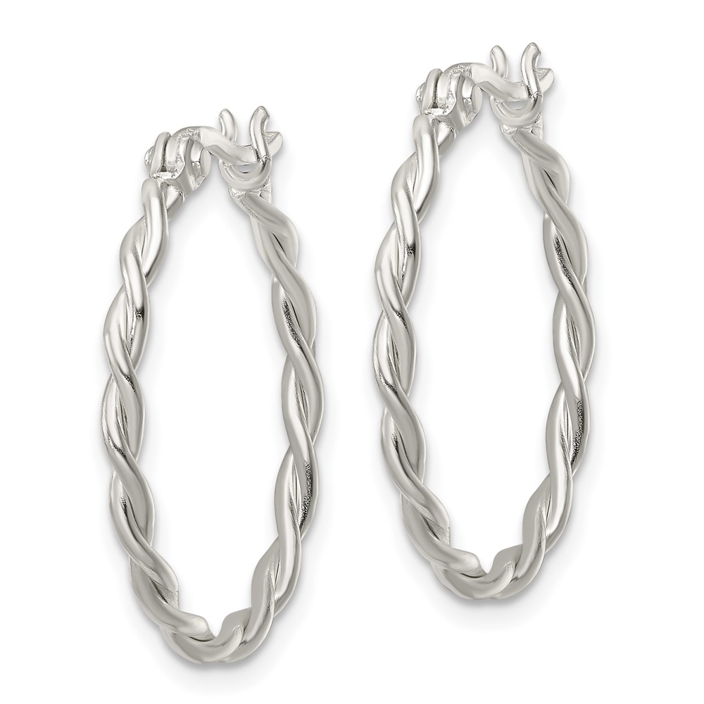 Sterling Silver Polished Twisted Hoop Earrings (QE15878)