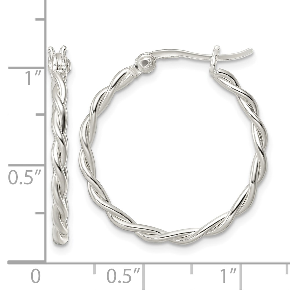 Sterling Silver Polished Twisted Hoop Earrings (QE15878)