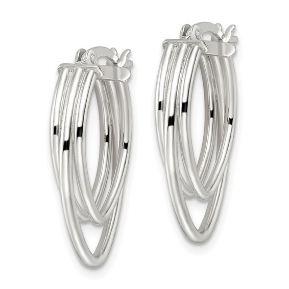 Sterling Silver Polished Triple Oval Hoop Earrings