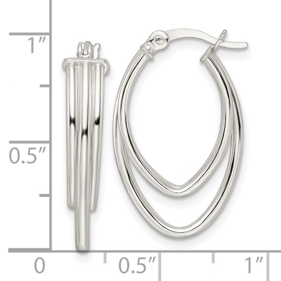Sterling Silver Polished Triple Oval Hoop Earrings