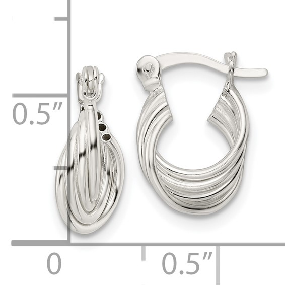 Sterling Silver Polished Triple Circle Hoop Earrings