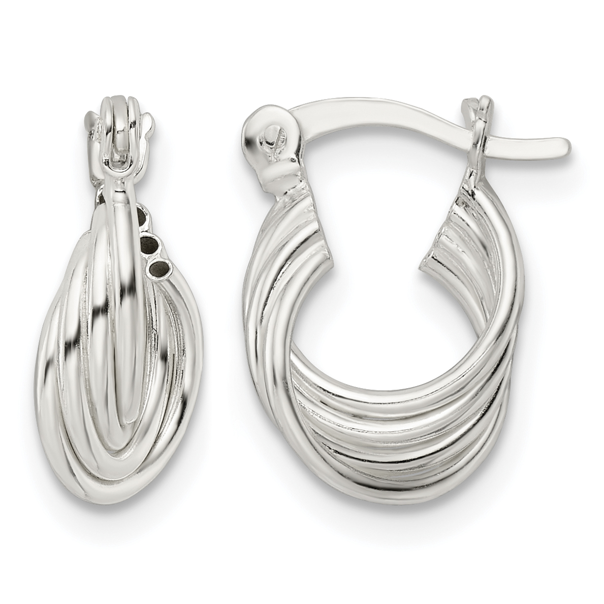Sterling Silver Polished Triple Circle Hoop Earrings (QE15903)