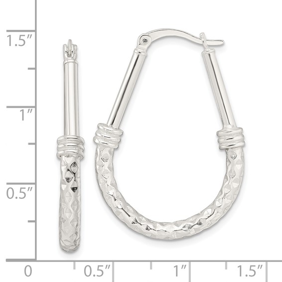 Sterling Silver Polished Fancy Oval Hoop Earrings