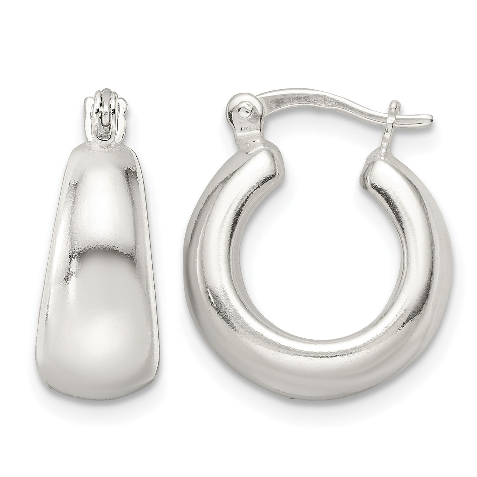Sterling Silver Polished & Tapered Round Hoop Earrings (QE15936)
