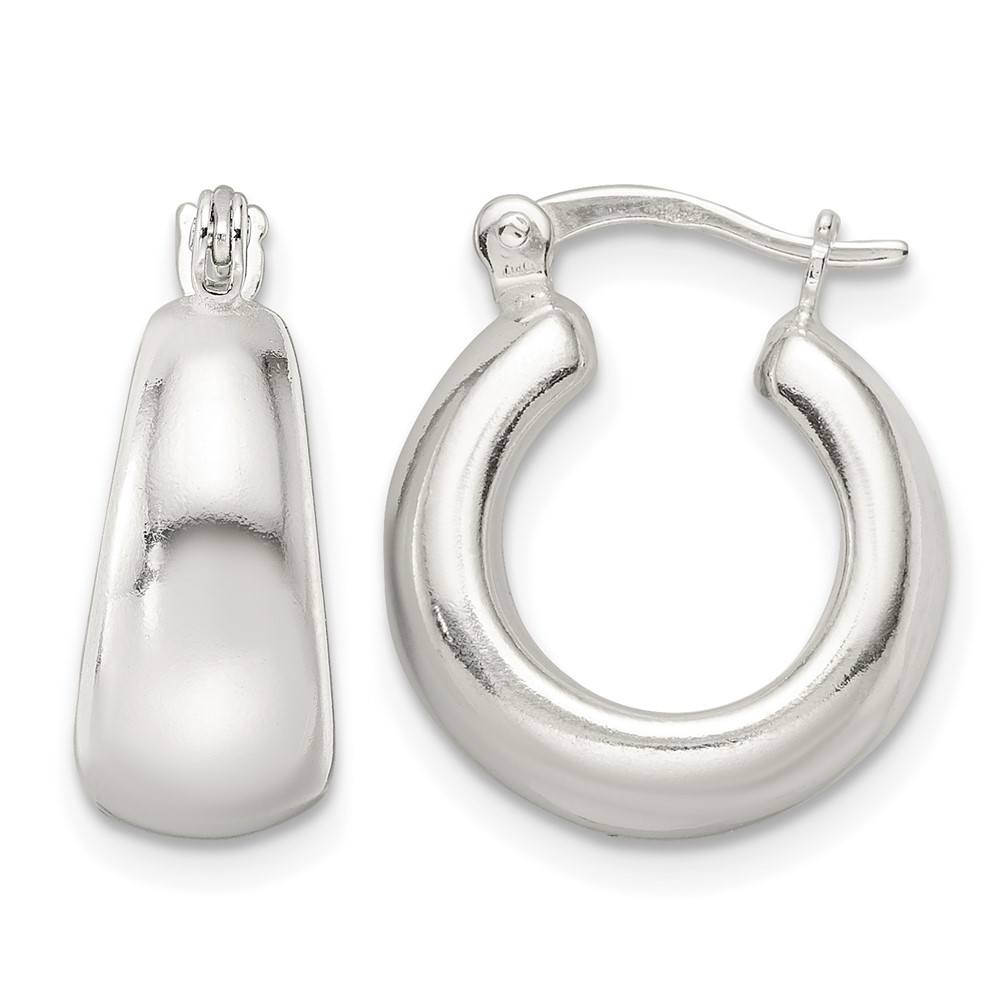 Sterling Silver Polished & Tapered Round Hoop Earrings (QE15936)