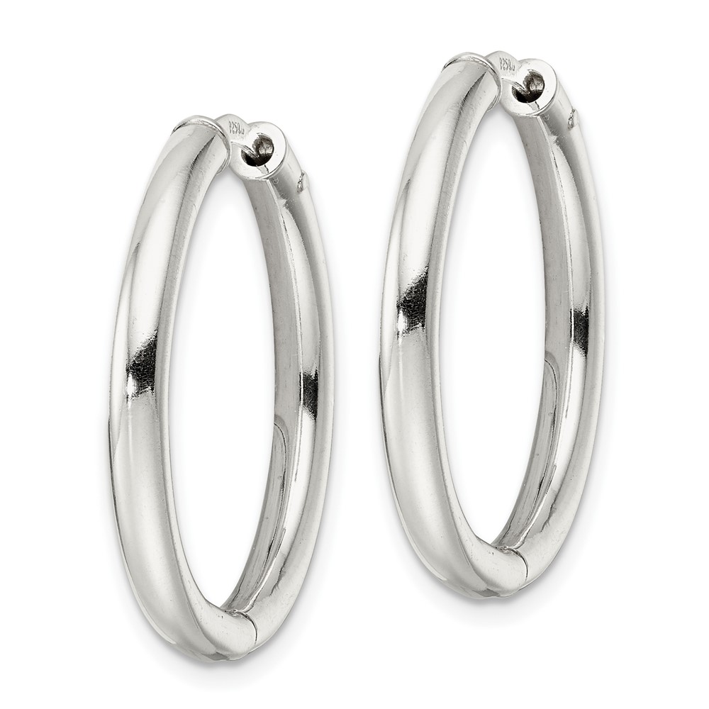 Sterling Silver Polished 3x28mm Hinged Tube Hoop Earrings (QE15945)