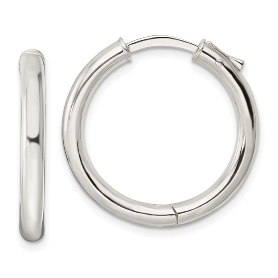 Sterling Silver Circle Hinged Hoop Earrings