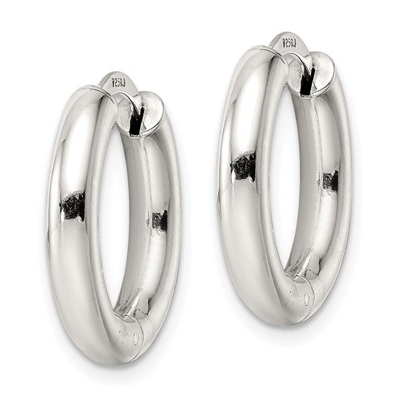Sterling Silver Polished Hinged Circle Hoop Earrings