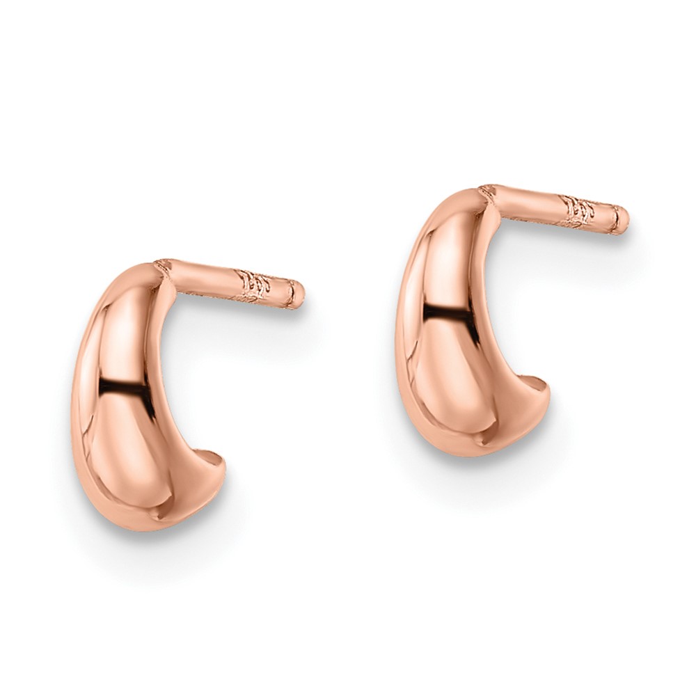 Sterling Silver Polished Rose-tone Hoop Post Earrings (QE15973)