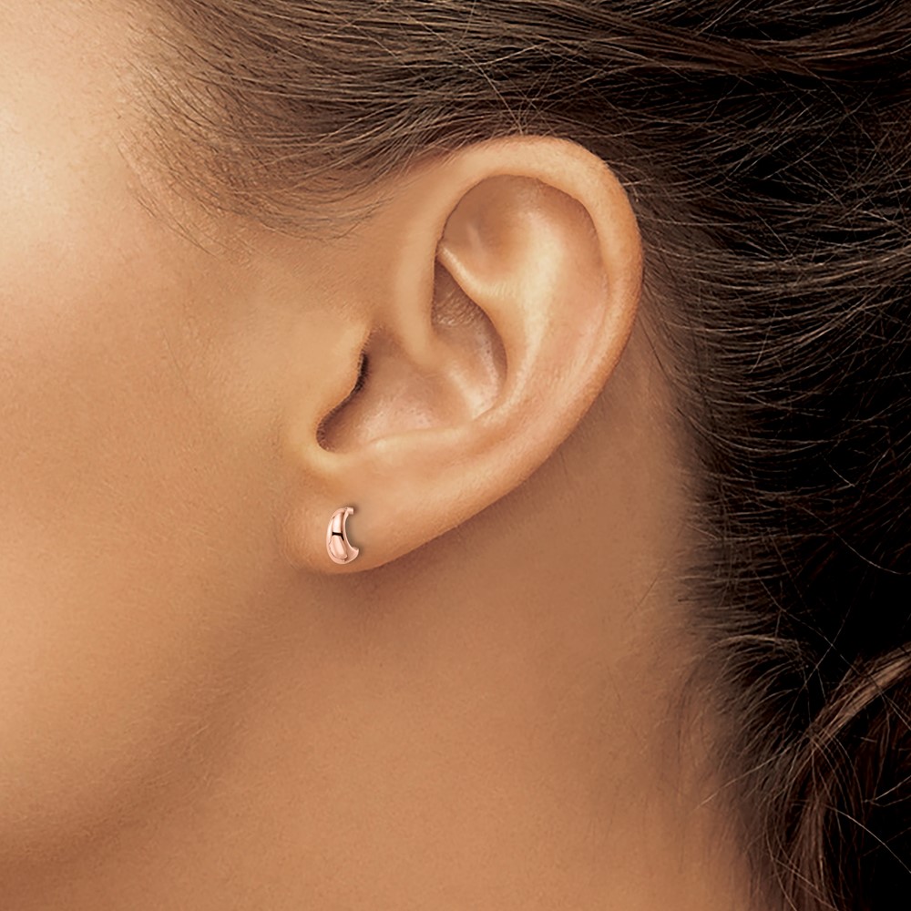 Sterling Silver Polished Rose-tone Hoop Post Earrings (QE15973)