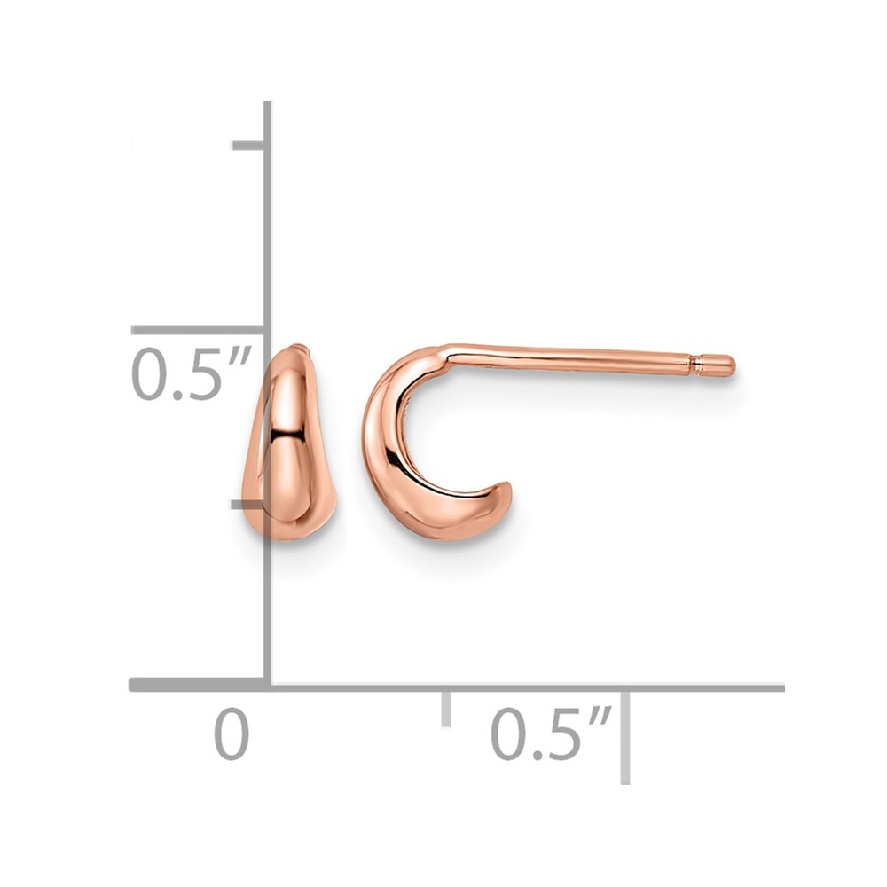 Sterling Silver Polished Rose-tone Hoop Post Earrings (QE15973)
