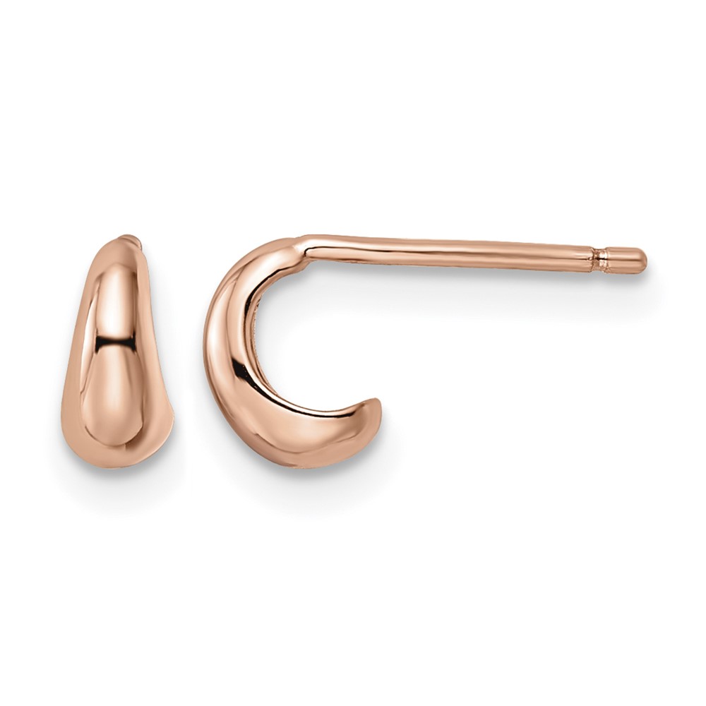 Sterling Silver Polished Rose-tone Hoop Post Earrings (QE15973)