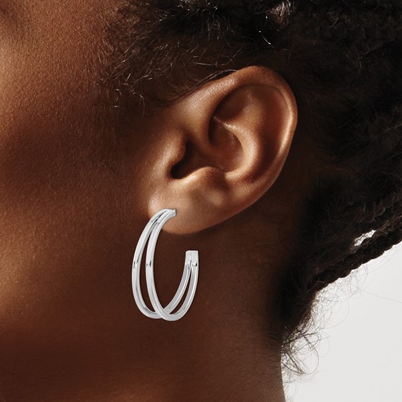 Sterling Silver Double C-hoop Post Earrings