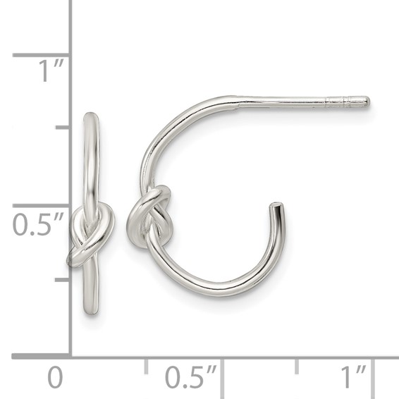 Sterling Silver Knot J-hoop Post Earrings