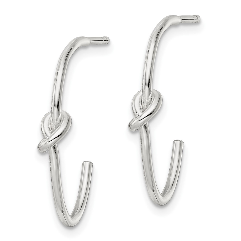Sterling Silver Polished Knot Post Hoop Earrings (QE15980)