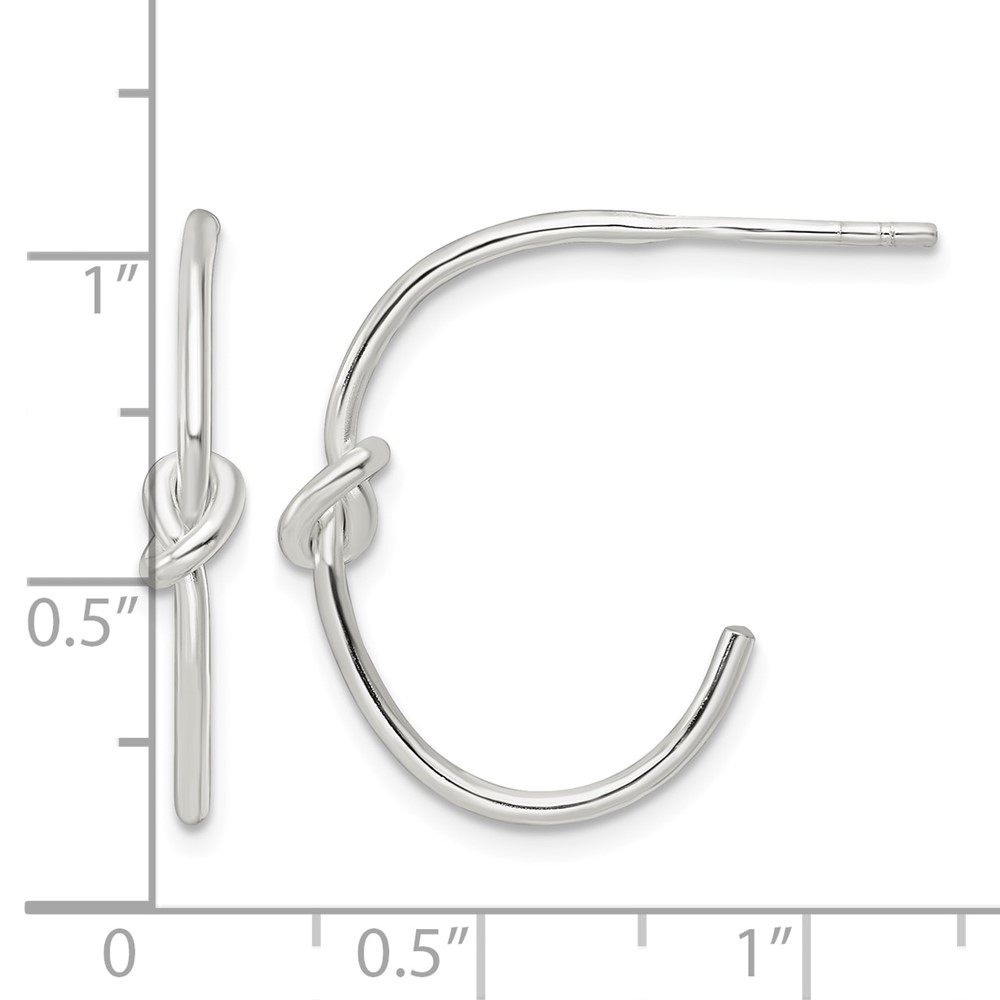 Sterling Silver Polished Knot Post Hoop Earrings (QE15980)