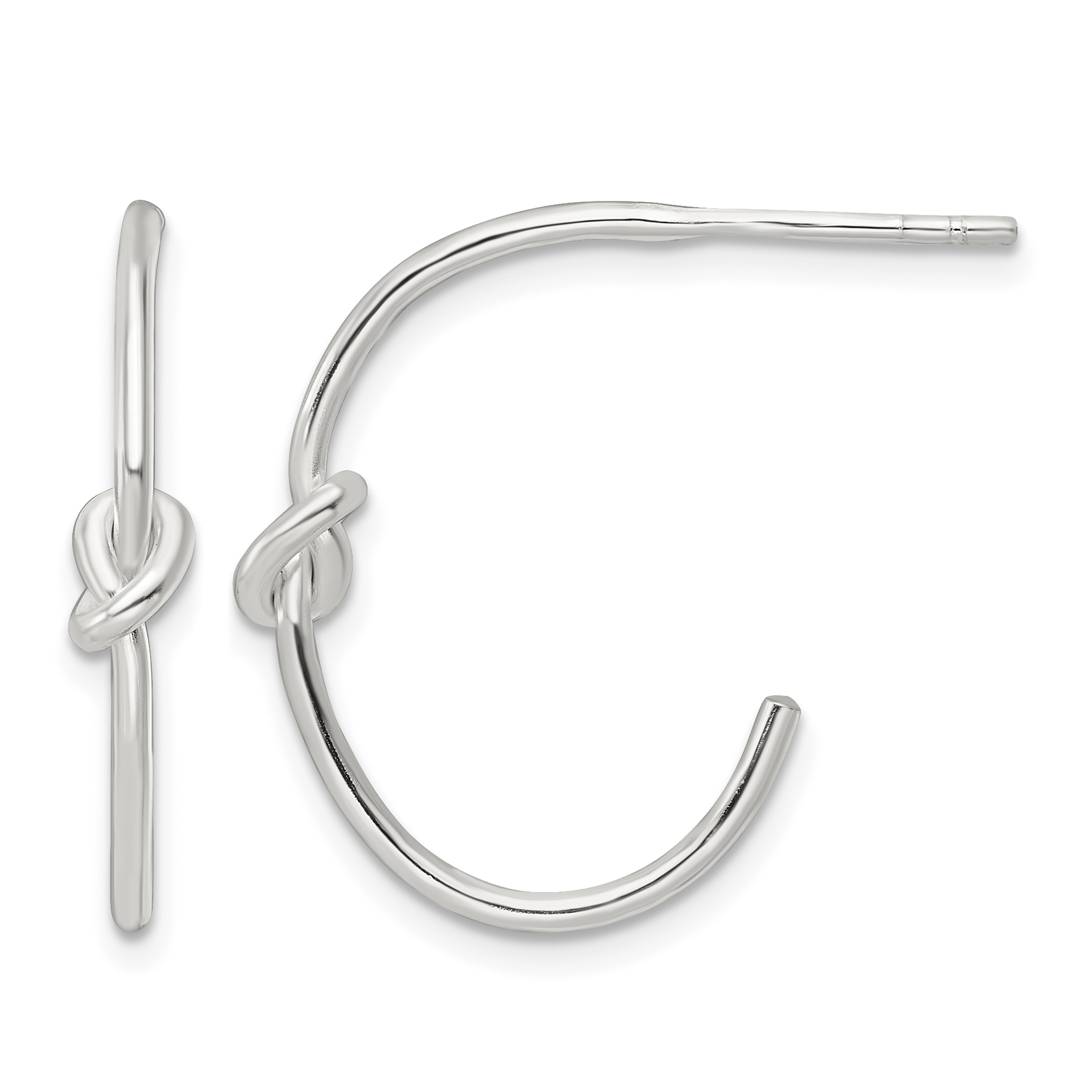 Sterling Silver Polished Knot Post Hoop Earrings (QE15980)