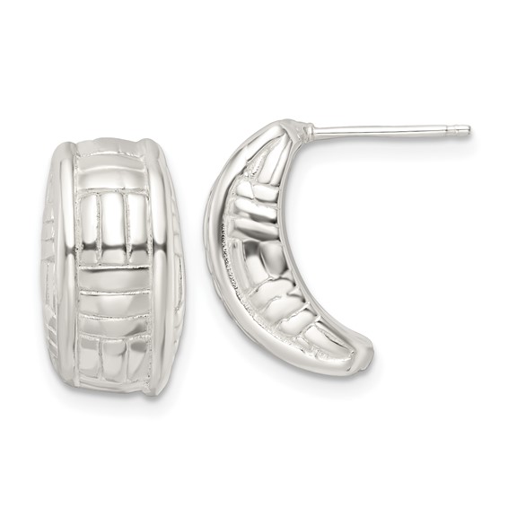 Sterling Silver Polished Jhoop Post Earrings