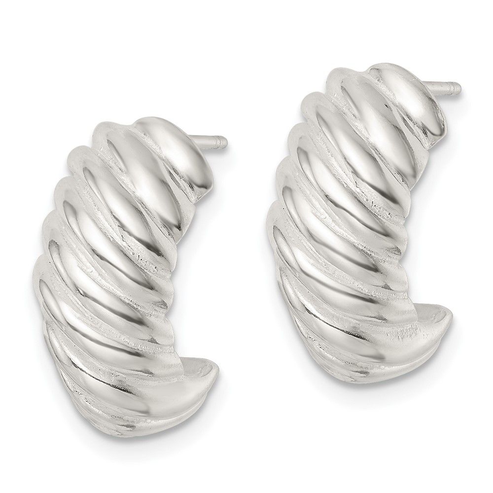Sterling Silver Polished Hollow J Hoop Post Earrings (QE15982)