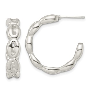 Sterling Silver Polished Scalloped C-Hoop Post Earrings