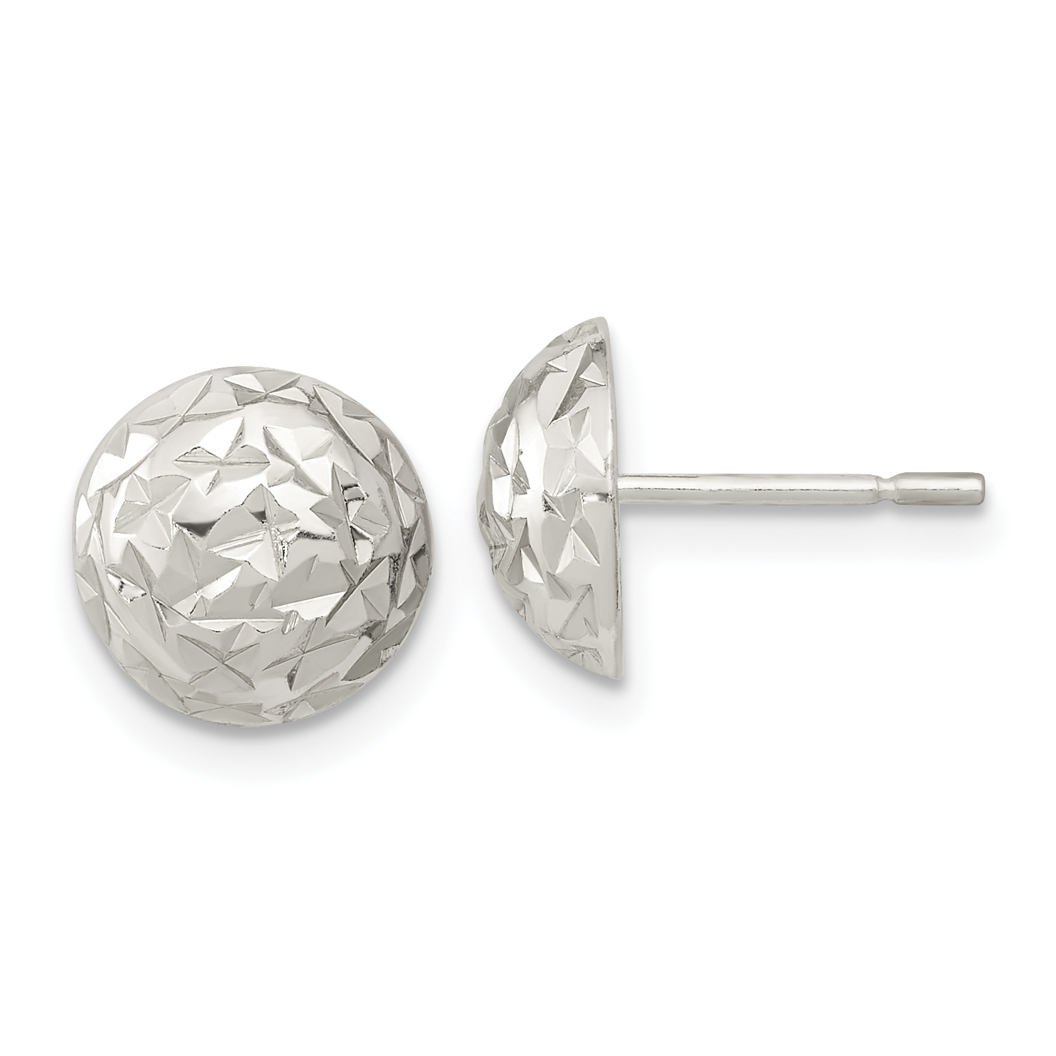 Sterling Silver Polished D/C Textured Post Earrings (QE15997)