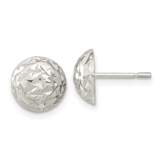Sterling Silver Polished D/C Textured Post Earrings