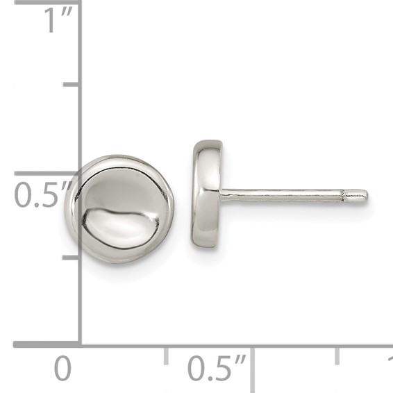 Sterling Silver Polished Puffed Circle Post Earrings