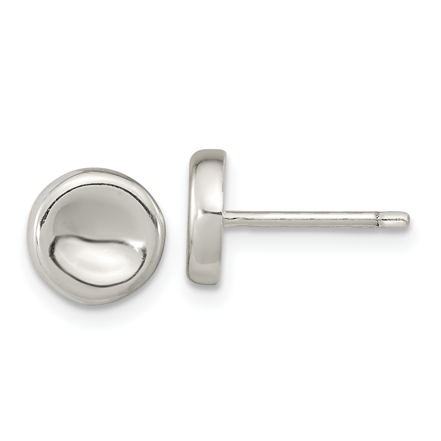Sterling Silver Polished Puffed Circle Post Earrings (QE15998)