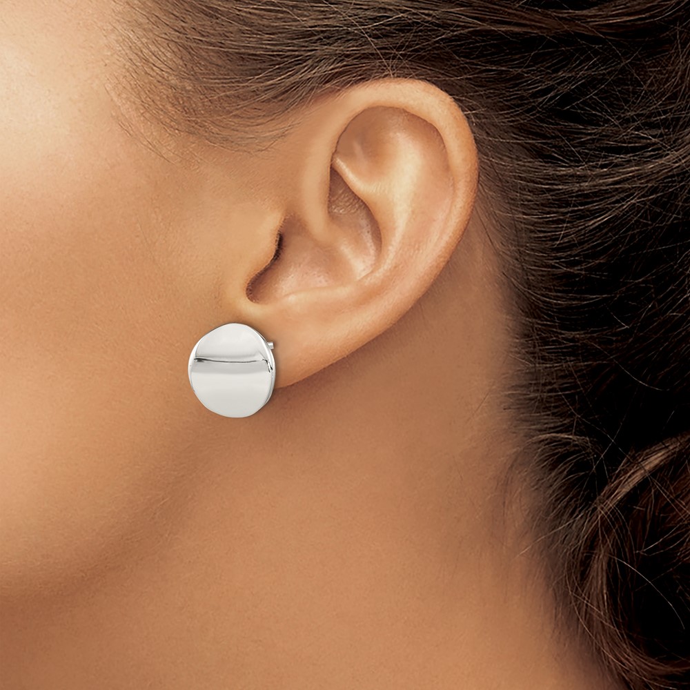 Sterling Silver Polished Flat Circle Post Earrings (QE15999)