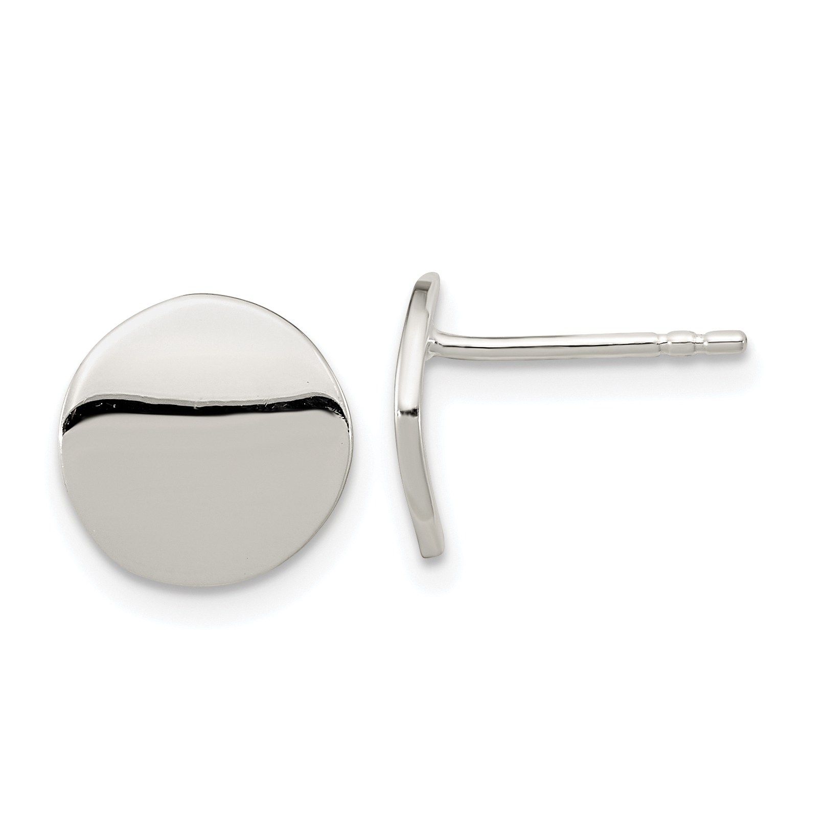 Sterling Silver Polished Flat Circle Post Earrings (QE15999)