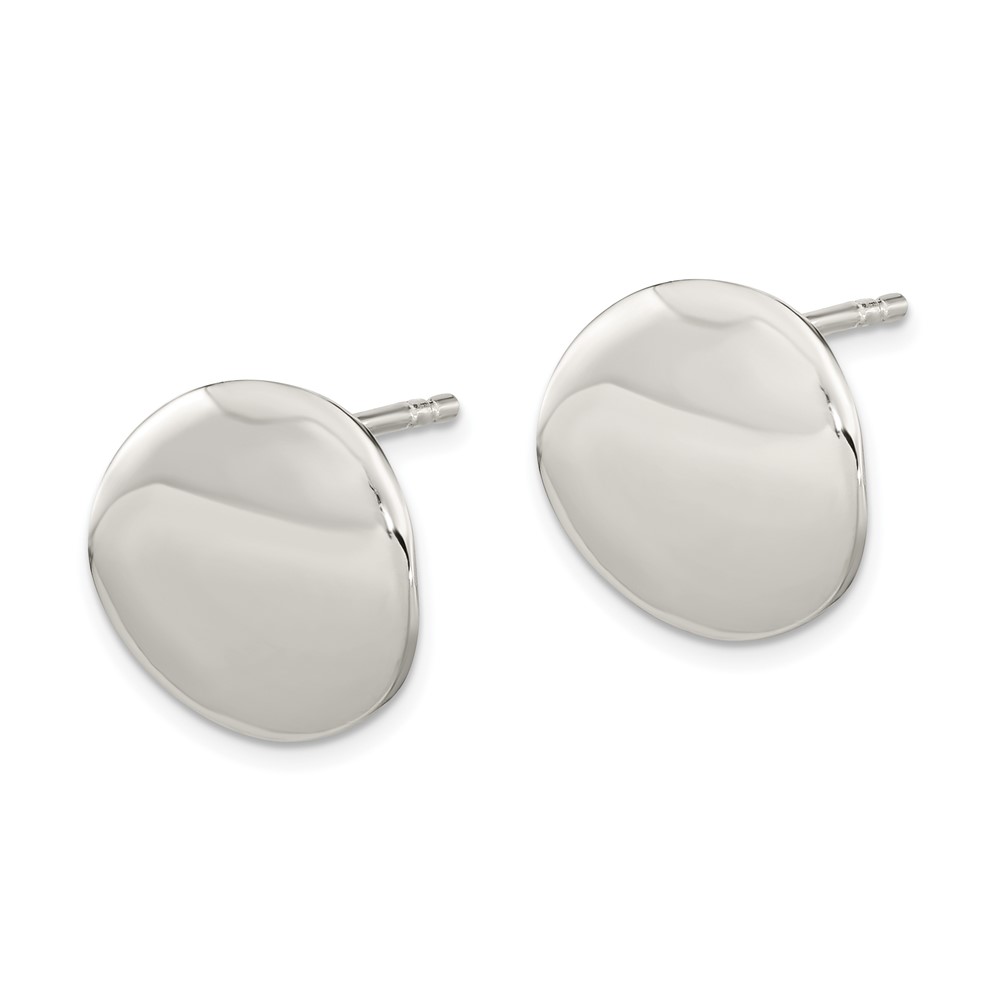 Sterling Silver Polished 12mm Flat Circle Post Earrings (QE16001)