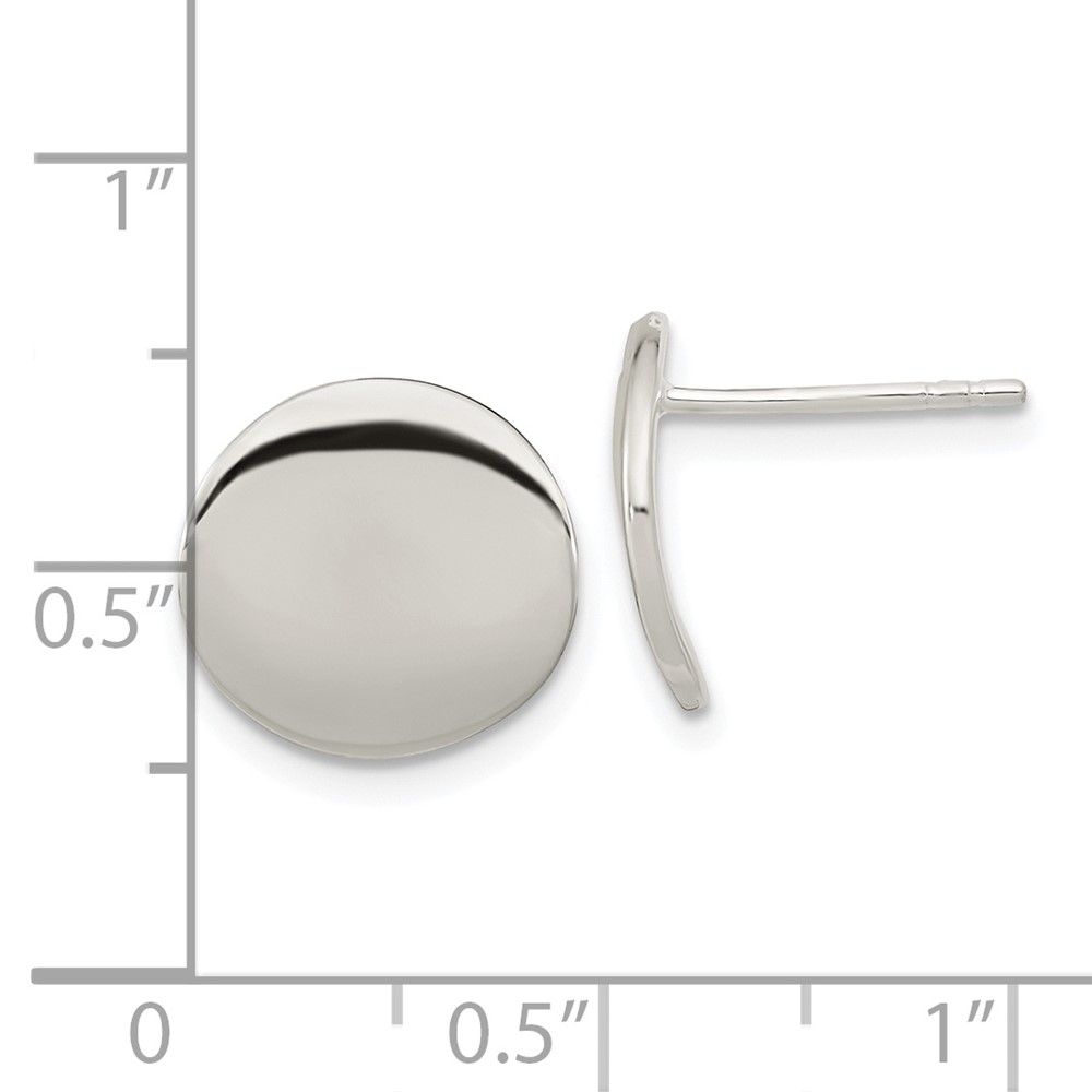 Sterling Silver Polished 12mm Flat Circle Post Earrings (QE16001)