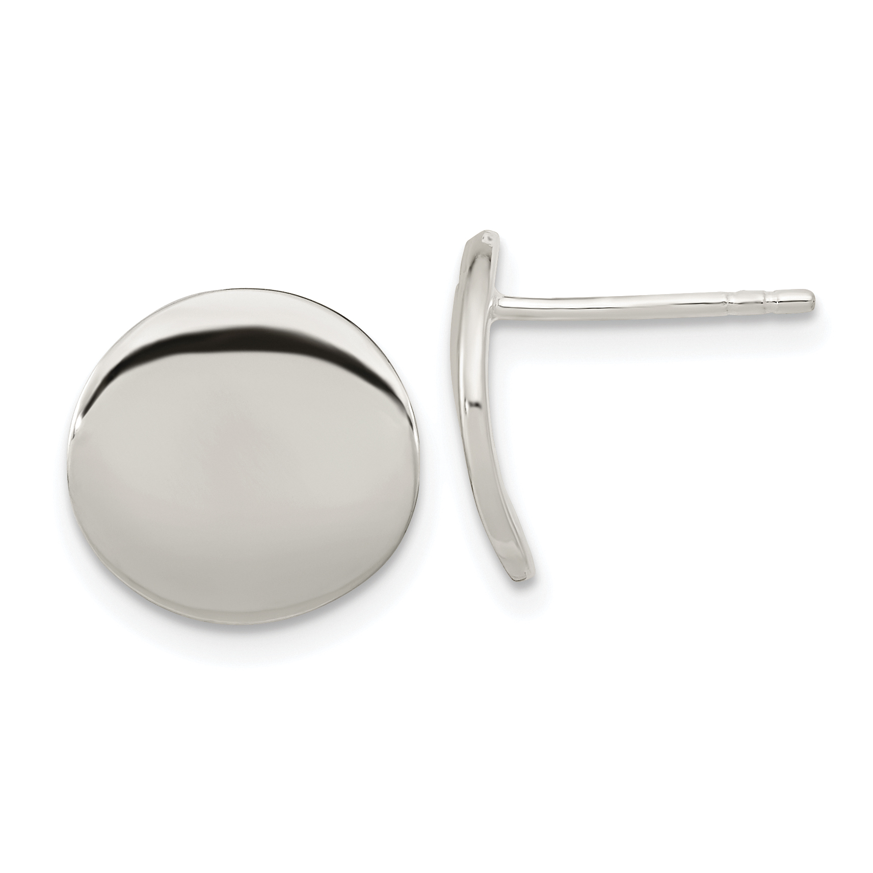 Sterling Silver Polished 12mm Flat Circle Post Earrings (QE16001)
