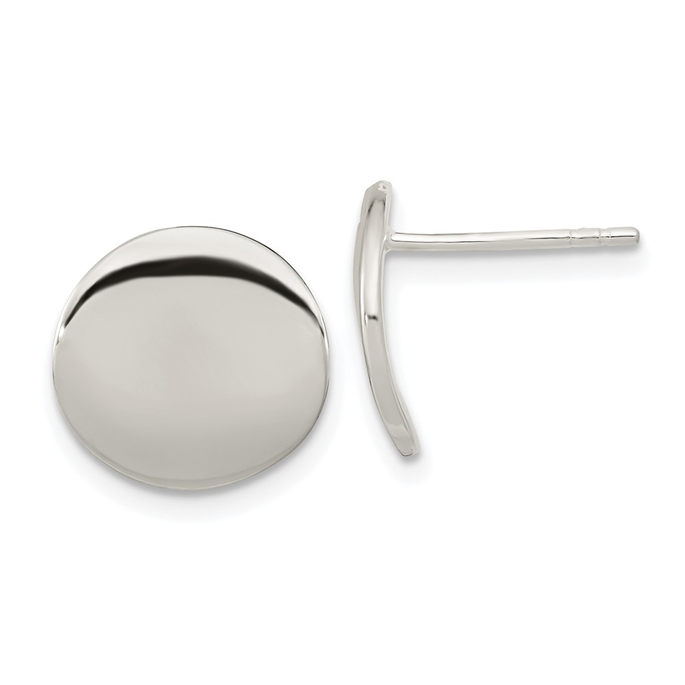 Sterling Silver Polished 12mm Flat Circle Post Earrings (QE16001)