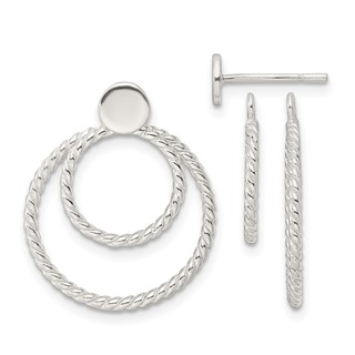 Sterling Silver w/2 Circle Jackets Button Post Earrings