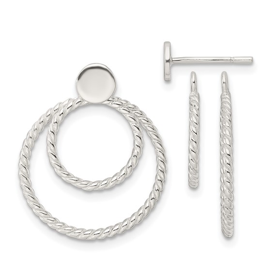 Sterling Silver w/2 Circle Jackets Button Post Earrings