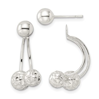 Sterling Silver Textured Ball Jackets and 6mm Ball Post Earrings