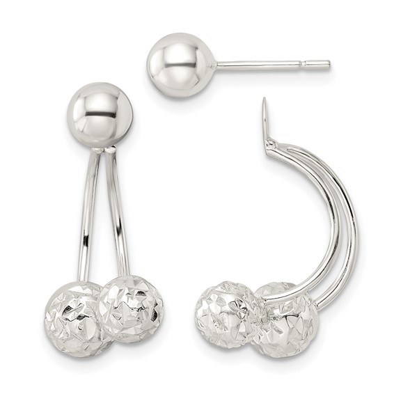 Sterling Silver Textured Ball Jackets and 6mm Ball Post Earrings